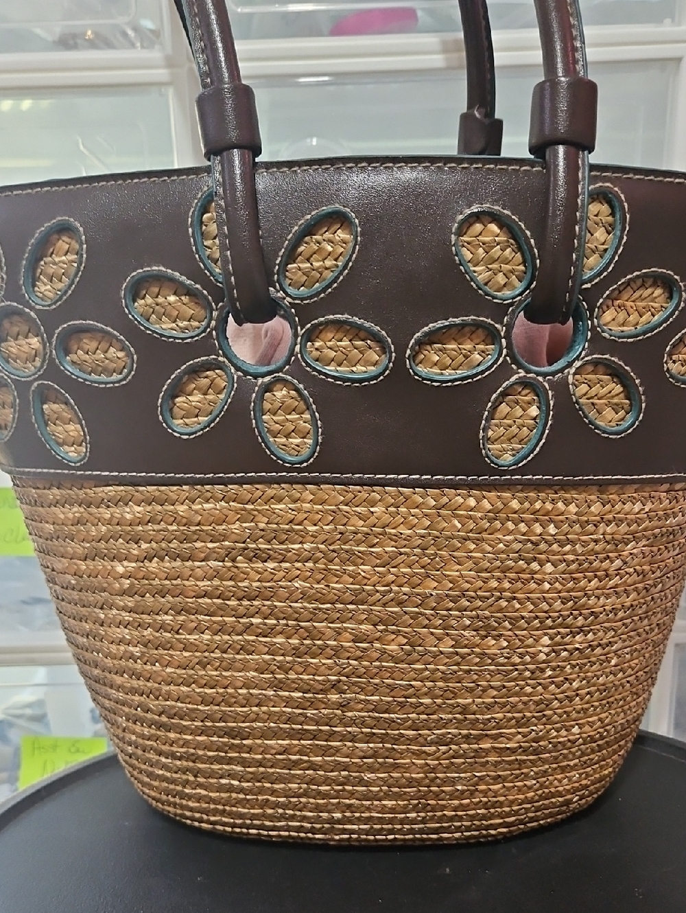 Sonoma Straw Brown and Teal Bag